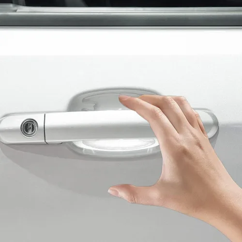 Vista 7 de Protector de manija de puerta antiarañazos, kit de 4 piezas de película invisible transparente 3D, protector impermeable para automóviles, camiones