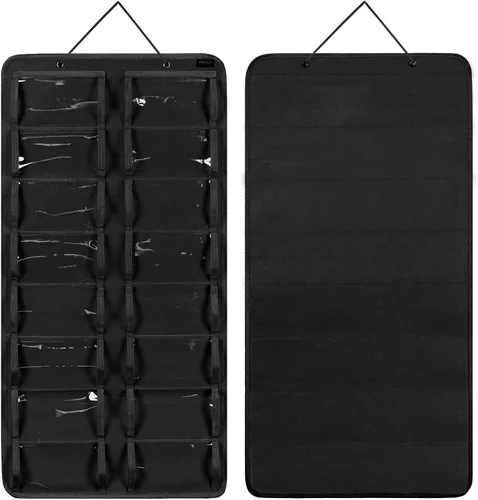 Vista 5 de AROUY Organizador de gafas de sol, organizador de gafas con bolsillo para colgar en la pared - Organizador de gafas de sol con 16 ranuras de fieltro