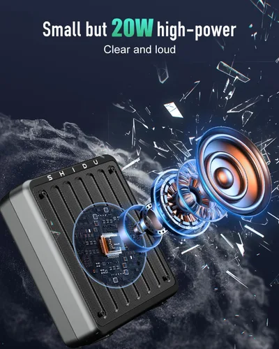 Vista 3 de SHIDU Amplificador de voz de 20 W, micrófono inalámbrico Lavalier, amplificador de voz Bluetooth para profesores, micrófono portátil con altavoz