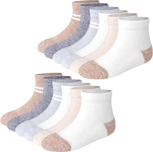 Vista 10 de Hanes Calcetines tobilleros antideslizantes para bebés y niños pequeños, paquete múltiple