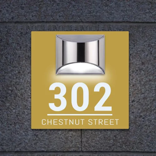 Vista 8 de Placa de puerta moderna solar personalizada, placa de dirección iluminada con placa LED personalizada, letrero acrílico iluminado LED, regalo