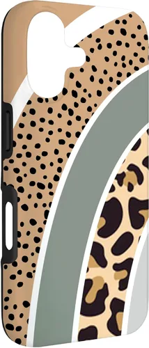 Vista 3 de Boho Burnt Orange Half Rainbow with Dotted Pattern Leopard Case for iPhone 17