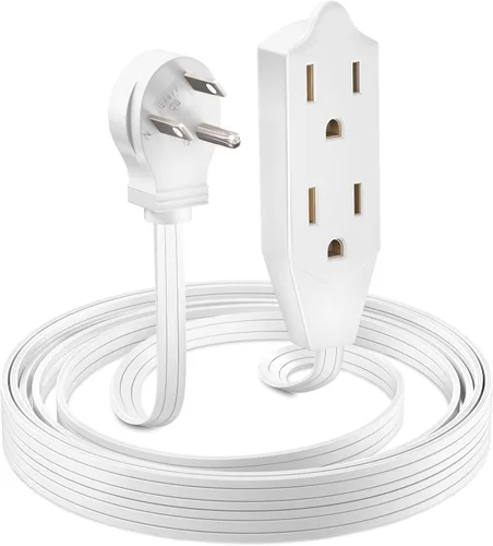 Vista 18 de Maximm Cable de extensión de enchufe plano de 1 pie / cable, salida múltiple - Cable de extensión de enchufe en ángulo de 3 clavijas - Negro