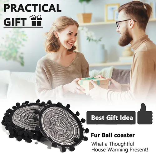 Vista 6 de Juego de 6 posavasos tejidos de algodón, accesorios de decoración de escritorio, posavasos de mesa para barra de café, 5.2 pulgadas