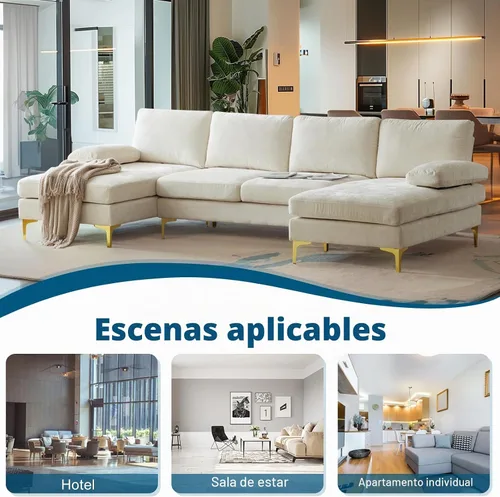 Vista 6 de VINGLI Sofá modular grande en forma de U de 110 pulgadas con diván doble de 51 pulgadas de profundidad para sala de estar, moderno juego de sofá