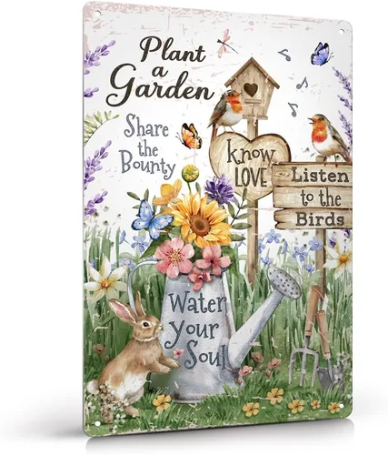Vista 10 de Letrero de metal divertido para decoración de jardín, 12 x 8 pulgadas, letreros exteriores, regalos para jardinero, amante de las plantas