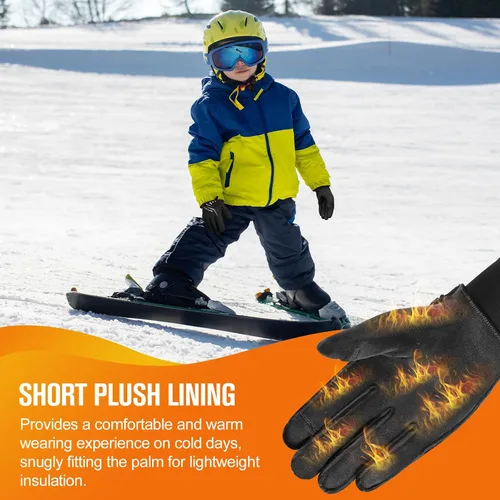 Vista 5 de Guantes de ciclismo cálidos de invierno para niños, guantes para pantalla táctil para clima frío para niños, montar en bicicleta y fútbol con agarre