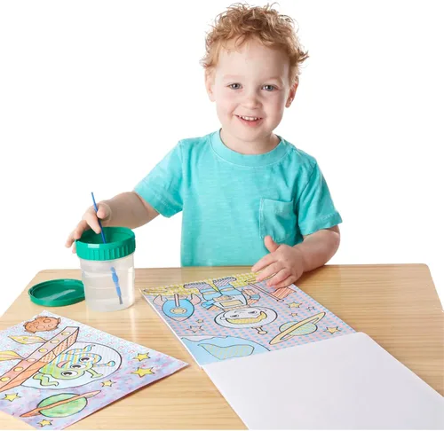 Vista 3 de Melissa & Doug My First Paint With Water - Bloc de arte para niños con pincel, piratas, espacio, construcción y más