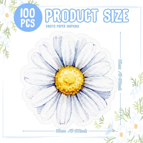 Vista 2 de Kosiz 100 servilletas de papel de flores en forma de flor servilletas de Margarita
