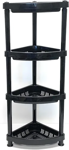 Vista 12 de Mintra Home - Estantes de almacenamiento de plástico ligeros, estanterías, almacenamiento (negro, estante rectangular) - 18.5 pulgadas de ancho x