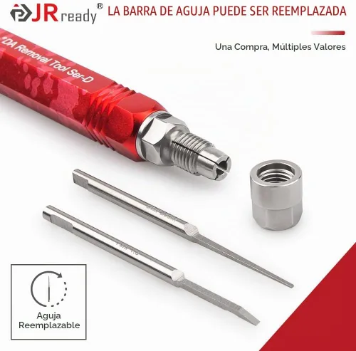 Vista 5 de JRready ST5258 Kit de herramientas extractoras de pines eléctricos con 6 puntas de repuesto para conectores AMP/Metri Pack/TE/JST/Deutsch
