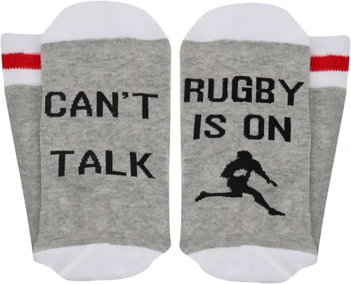 Vista 3 de GJTIM 2 pares de calcetines de rugby Can't Talk Rugby Is On Rugby Player Rugby Entrenador de Rugby Regalo divertido Calcetines de regalo