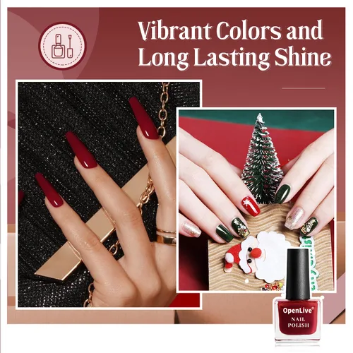 Vista 6 de OpenLive Juego de 12 esmaltes de uñas con combinación de 10 colores, 2 capas base y superior, esmalte de uñas de secado rápido de larga duración