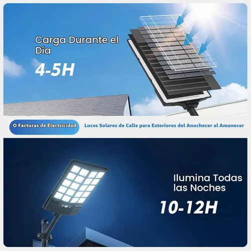 Vista 2 de Luces solares de inundación para exteriores, luz de calle con sensor de movimiento impermeable con control remoto, iluminación de seguridad