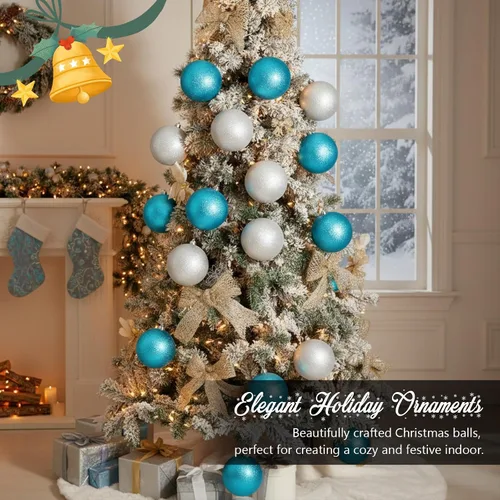 Vista 5 de Poen 12 piezas de adornos de bolas de Navidad grandes de 6 pulgadas con purpurina, adornos de Navidad extra grandes, bolas de Navidad gigantes