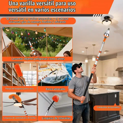 Vista 2 de Kit de cambiador de bombilla de 20 pies para techos altos con poste de Naranja