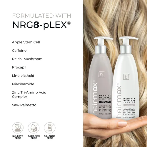 Vista 5 de Hairmax Champú y acondicionador Fórmula antiadelgazamiento Terapia avanzada para cabello y cuero cabelludo para adelgazar el cabello Limpia