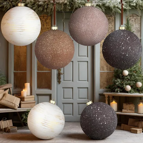 Vista 7 de Tigeen 4 adornos de bola de Navidad rojos grandes de 6 pulgadas, adornos colgantes de Navidad extra grandes de 5.906 in con purpurina para invierno