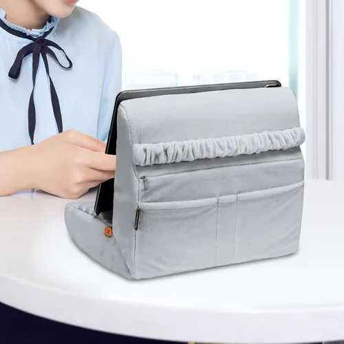 Vista 7 de MOSISO Soporte de almohada para tableta, soporte suave para tablet de regazo, base suave para tablet con bolsillos y ranura para lápiz capacitivo