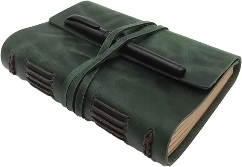 Vista 13 de Cuaderno de diario marrón – El mejor diario de cuero genuino fresco para escritores, tamaño A5, 6.2 x 8.5 pulgadas, bloc de notas para hombres