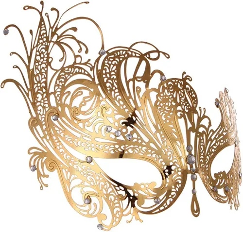Vista 2 de Máscara de metal brillante para mujer, con diamantes de imitación, para fiestas venecianas, bailes de graduación, disfraces, accesorio