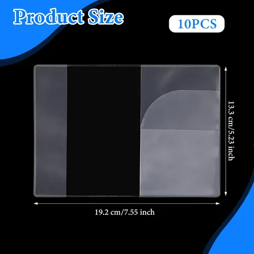 Vista 2 de Paquete de 10 fundas transparentes para pasaporte, protector impermeable para pasaporte, soporte de pasaporte de plástico transparente, protector