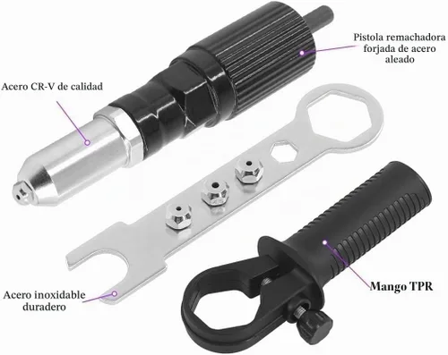Vista 3 de Herramienta de remache pop, kit adaptador profesional de remachador inalámbrico, accesorio de taladro de tuerca remachadora para taladro eléctrico