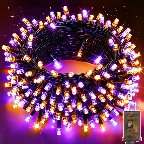 Vista 14 de KNONEW Guirnalda de luces de Navidad para interiores, 60 pies, 180 luces LED impermeables para exteriores, 8 modos de iluminación, función