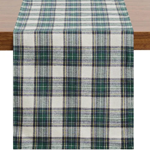 Vista 11 de Softalker Camino de mesa de tartán de Navidad a cuadros, color verde, resistente a las manchas, lavable, decoración de mesa de invierno para Verde