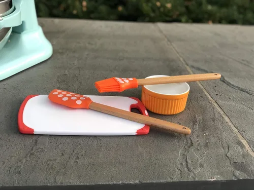 Vista 9 de Juego de cocina de Acción de Gracias, cepillo de silicona para repostería, espátula de silicona, raspador para hornear, crema y mantequilla, Naranja