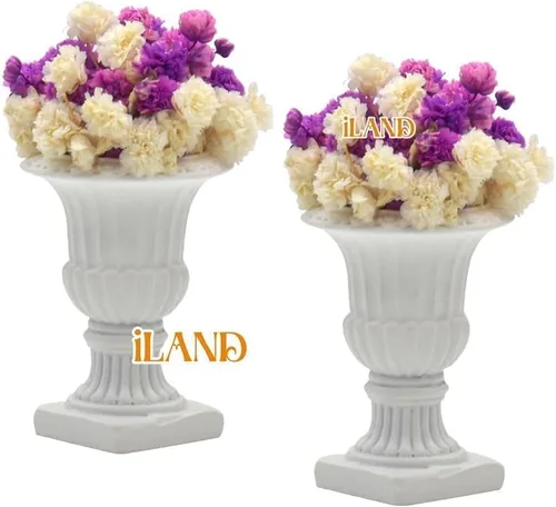 Vista 7 de iLAND Accesorios para casa de muñecas en miniatura, 2 plantas de casa de muñecas con flores secas (2 macetas de urna pequeña con flores)