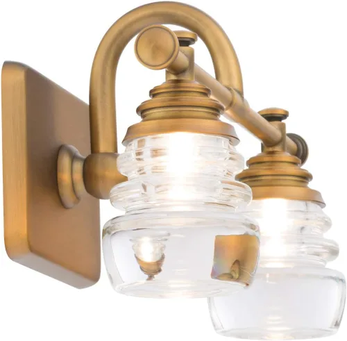 Vista 4 de WAC Lighting dweLED, Rondelle - Lámpara LED de 2 luces para tocador de baño o pared de 3000 K en latón envejecido