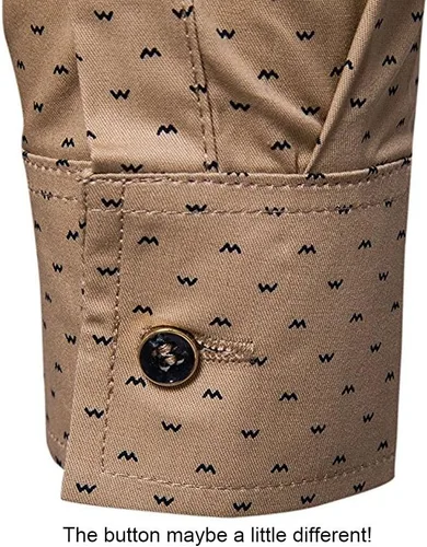 Vista 5 de MUSE FATH Camisa de vestir casual de manga larga de algodón estampado para hombre