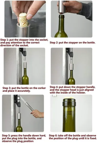 Vista 4 de Máquina de prensado manual de tapón de cerveza con tapón de inserción de 2 POM, máquina de prensado de tapa de botella de vino de cerveza 300/h