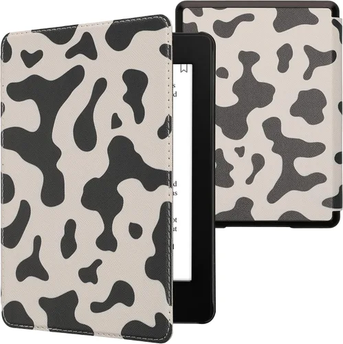 Vista 35 de kwmobile Funda compatible con Amazon Kindle Paperwhite 11. Generación 2021 - Funda para lector electrónico - Libros y páginas Beige/Marrón/Dorado