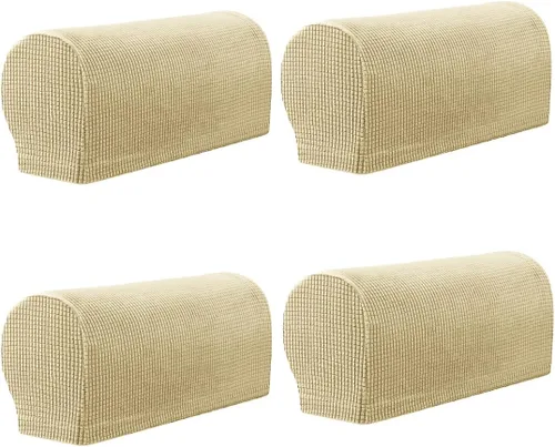 Vista 10 de vctops 4 fundas elásticas para reposabrazos de color sólido, antideslizantes, para sillas, sofá, sillón, fundas para sofá reclinable con pasadores