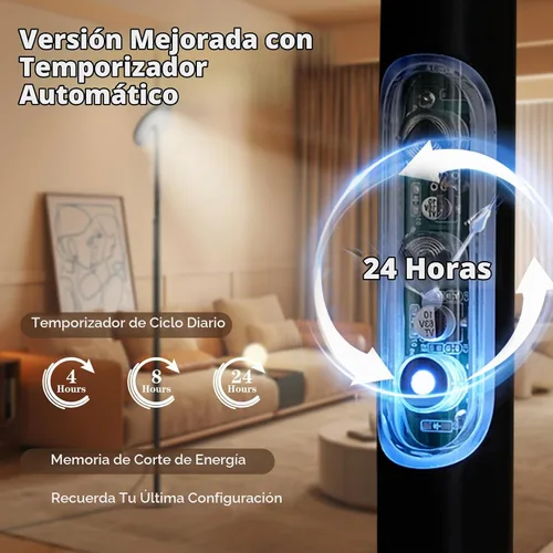Vista 5 de Luz de crecimiento alto de espectro completo de 40 W, luz de planta de pie ajustable de 85 pulgadas para plantas de interior, regulable de 10
