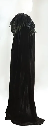 Vista 4 de Unisex Solid Color Velvet Adult Cape with Real Natural Gothic Feather Cape