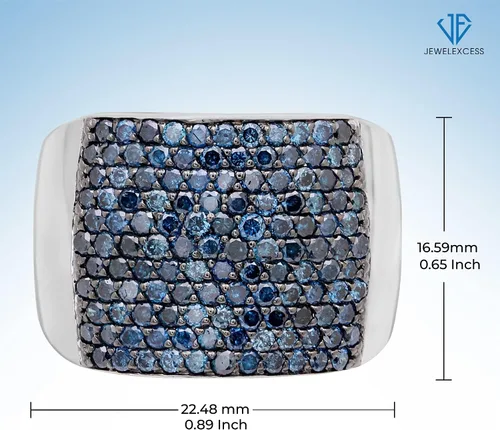 Vista 5 de JEWELEXCESS Anillo de plata de ley azul de 2 quilates con diamantes redondos
