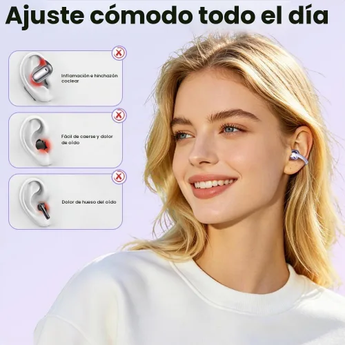 Vista 6 de Auriculares abiertos con clip para la oreja, auriculares inalámbricos Bluetooth 5.4 Los auriculares sobre la oreja con micrófono integrado