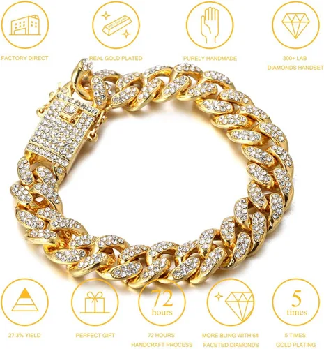 Vista 3 de Halukakah Cadena de oro para hombre The Royal Iced Out 140.787 in 18k oro real de 18 quilates, oro blanco platino, oro rosa, oro rodio, chapado
