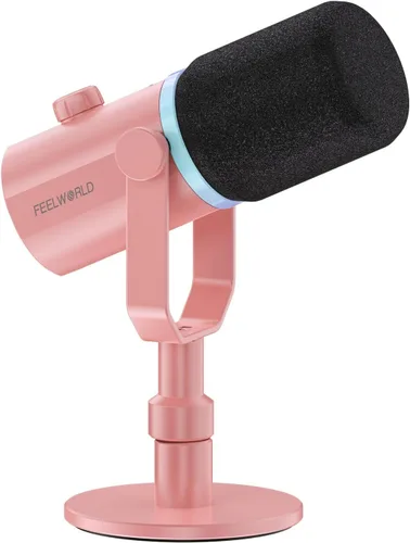 Vista 11 de FEELWORLD PM1 XLR Micrófono dinámico USB con soporte de escritorio, regalos para grabación de podcasts, PC, juegos de computadora, transmisión