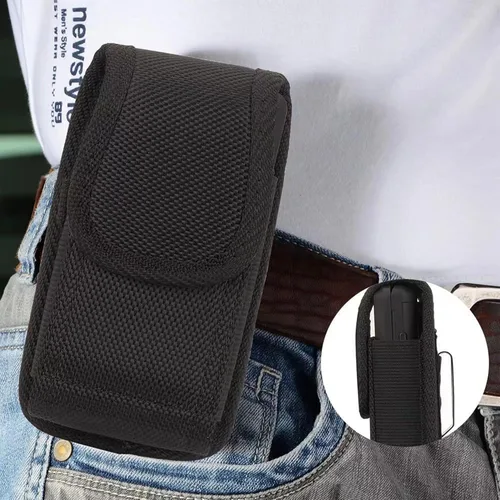 Vista 5 de Funda para teléfono con tapa, con cierre de clip para cinturón de tela Oxford para Alcatel Go, MyFlip, TCL Flip 4/3, Blu Cingular Flex 2, Consumer