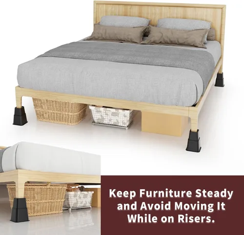 Vista 7 de Elevadores de cama ajustables de 3, 5, 8 pulgadas, resistentes, apilables, juego de 4 elevadores de cama para sofá, silla, mesa y escritorio