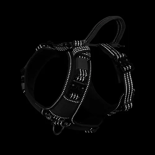 Vista 4 de ICEFANG Arnés de correa para perro con accesorios de metal, para perro de tamaño pequeño, chaleco K9, acolchado suave en forma de Y, arnés ajustable