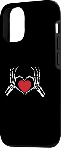 Vista 2 de Funda de amor para iPhone 15 Pro con diseño de esqueleto y corazón para el día de San Valentín