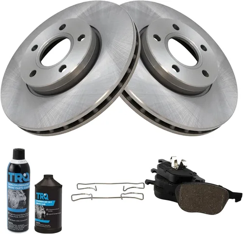 Vista 3 de TRQ Kit de pastillas de freno delantero y rotor, kit químico de freno, pastillas de freno de cerámica compatible con Ford C-Max 2012-2018 Focus