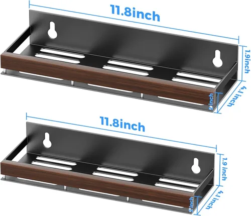 Vista 4 de Organizador magnético de especias de nogal para refrigerador, soporte de pared, estante de especias magnético para refrigerador, organizador