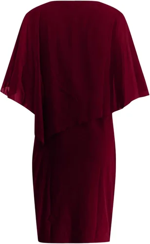 Vista 5 de Vestido de capa para mujer, talla grande, con cuello en V y diamantes de imitación, superposición de gasa, vestido de tubo bodycon para boda, cóctel