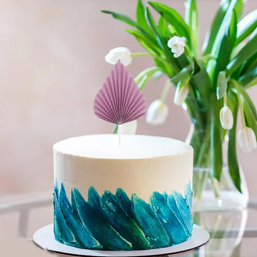 Vista 9 de Didiseaon 10 piezas de hojas de palmera para tartas de papel de hoja de palma, insertos de pastel Monstera para Hawaii, Aloha, selva, verano, boda